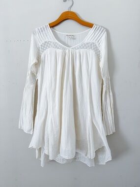 Billabong White Boho V‑Neck Tunic Top
